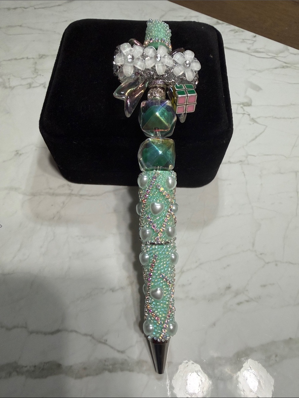 Beaded Mint Green Charm Ballpoint Pen by